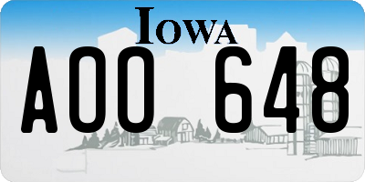 IA license plate AOO648