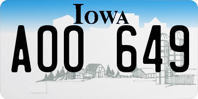 IA license plate AOO649