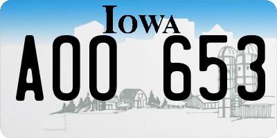 IA license plate AOO653