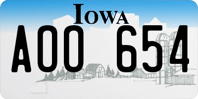 IA license plate AOO654