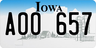 IA license plate AOO657