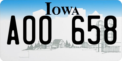 IA license plate AOO658