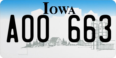 IA license plate AOO663