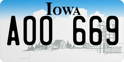 IA license plate AOO669