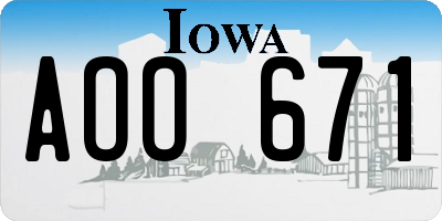 IA license plate AOO671