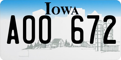 IA license plate AOO672