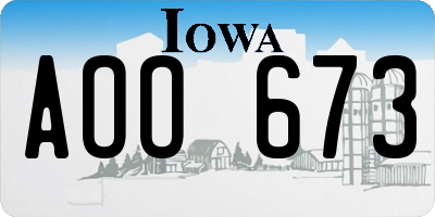 IA license plate AOO673