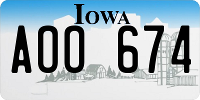 IA license plate AOO674