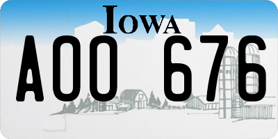 IA license plate AOO676