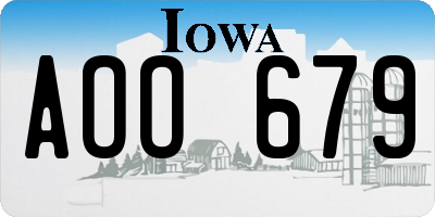 IA license plate AOO679