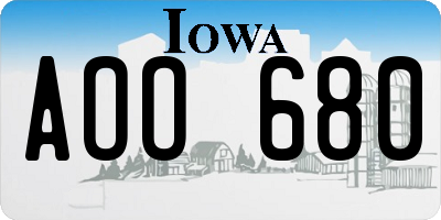 IA license plate AOO680
