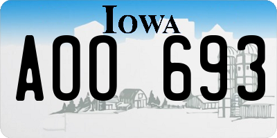 IA license plate AOO693