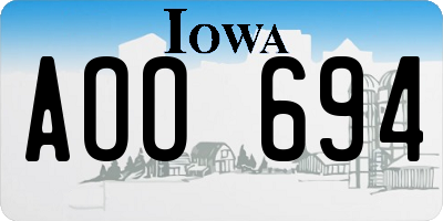 IA license plate AOO694