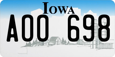 IA license plate AOO698