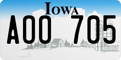 IA license plate AOO705