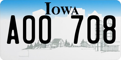 IA license plate AOO708