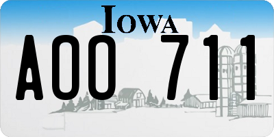 IA license plate AOO711