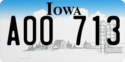 IA license plate AOO713