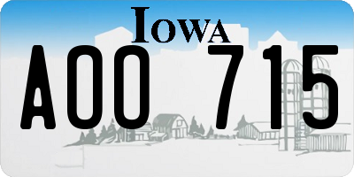 IA license plate AOO715