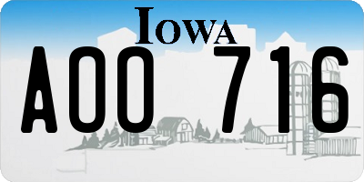 IA license plate AOO716