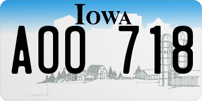 IA license plate AOO718