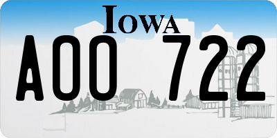 IA license plate AOO722