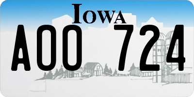 IA license plate AOO724