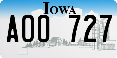 IA license plate AOO727