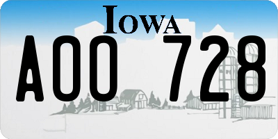 IA license plate AOO728