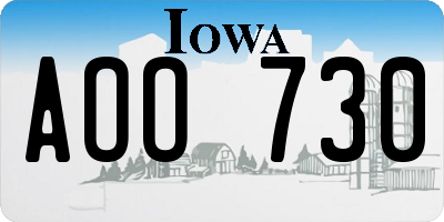 IA license plate AOO730