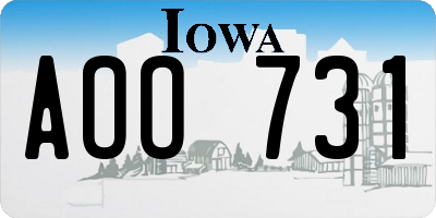 IA license plate AOO731