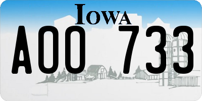 IA license plate AOO733