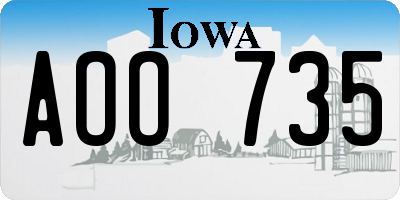 IA license plate AOO735