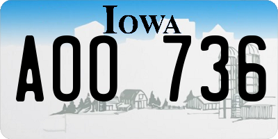 IA license plate AOO736
