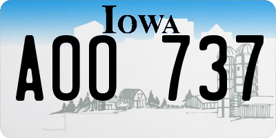 IA license plate AOO737