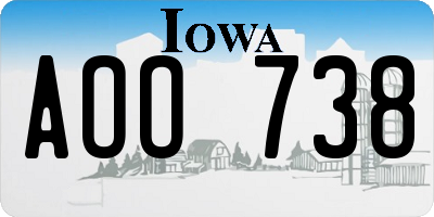 IA license plate AOO738