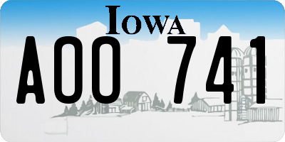 IA license plate AOO741