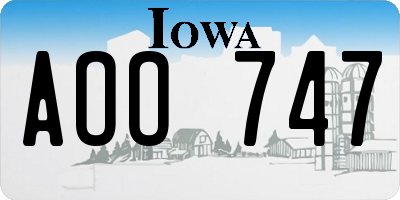 IA license plate AOO747