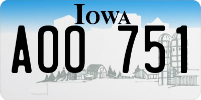 IA license plate AOO751