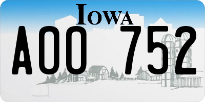 IA license plate AOO752