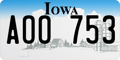 IA license plate AOO753