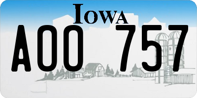 IA license plate AOO757