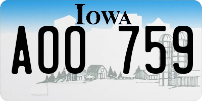 IA license plate AOO759