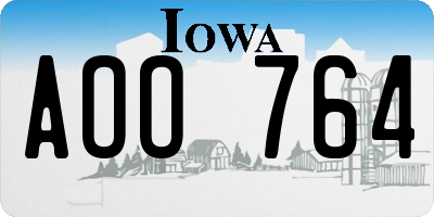 IA license plate AOO764