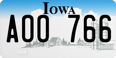IA license plate AOO766