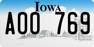 IA license plate AOO769