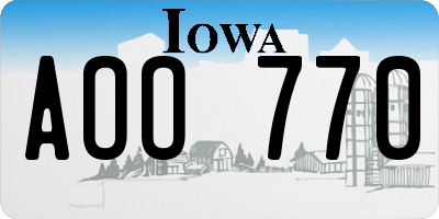 IA license plate AOO770