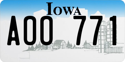 IA license plate AOO771