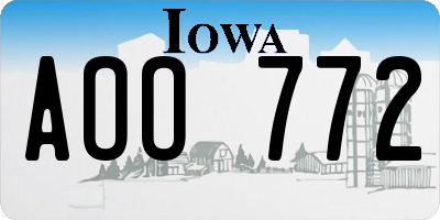 IA license plate AOO772