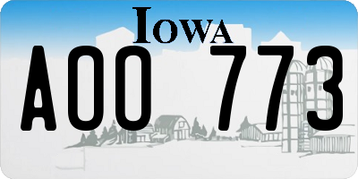 IA license plate AOO773